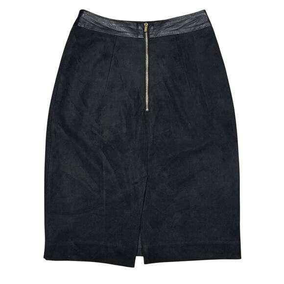 H&M Black Pencil Skirt Mid-Rise Knee Length Skirt Back Zip Buttons Womens Size 2 - Picture 2 of 10